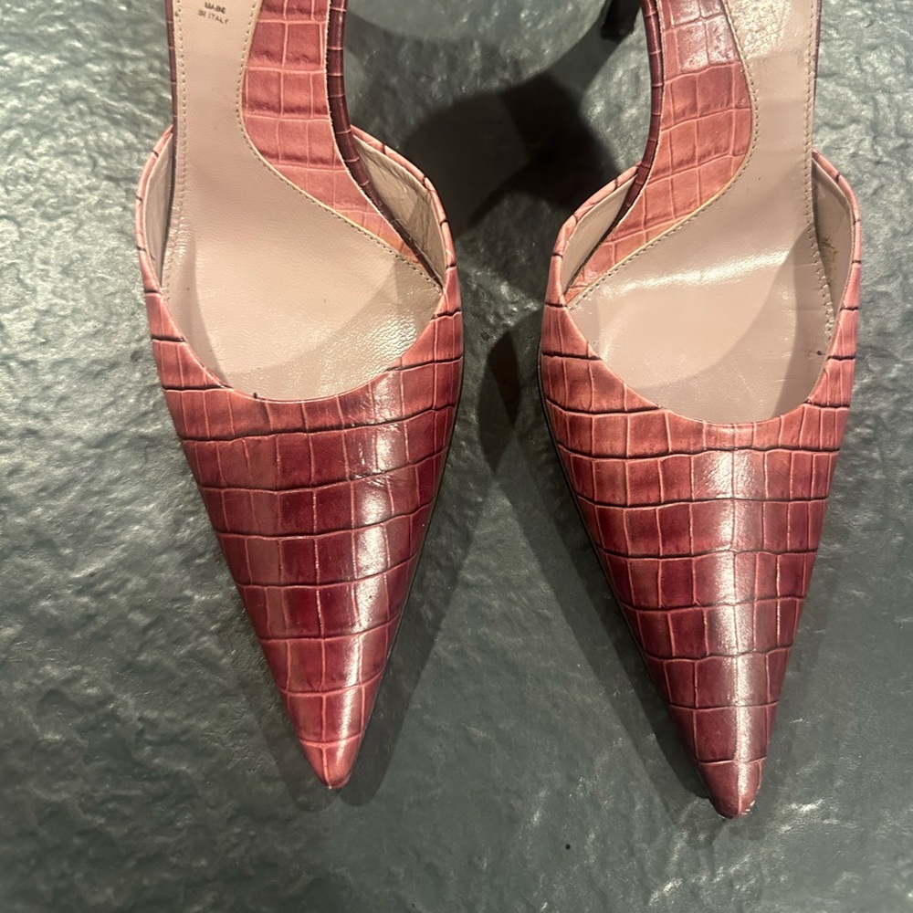 Y2K Kenneth Cole D’orsay Impress Pink Croc Pointed Toe Pump - Picture 5 of 16